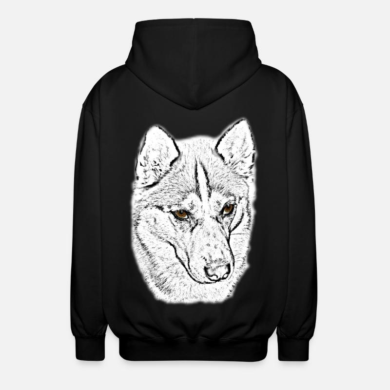 Wolfskopf Linienstudie - Unisex Kapuzenjacke - Schwarz