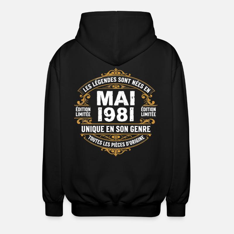 May 1981  - Veste à capuche unisexe - noir