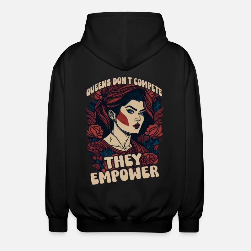 Queens dont compete they empower - Unisex Hooded Jacket - black