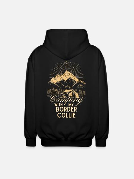 Border Collie Camping - Unisex Hooded Jacket - black