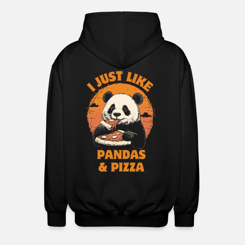 Panda eats pizza - Unisex Hooded Jacket - black