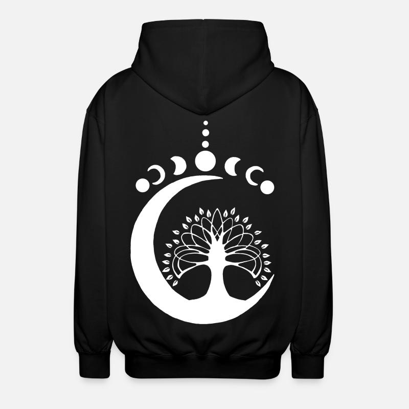 White Lunar Tree - Unisex Hooded Jacket - black
