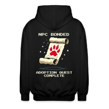 NPC bonded | Adoption quest fulfills animal shelter - Unisex Hooded Jacket - black - Back - AI Model Male 185 light (185cm)