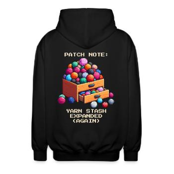 Wollvorrat erweitert | Häkeln Handarbeit Garn DIY - Unisex Kapuzenjacke - Schwarz - Hinten - AI Model Male 185 light (185cm)