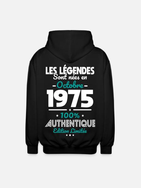 50th Birthday - Legends Born October 1975 - Unisex Hooded Jacket - black