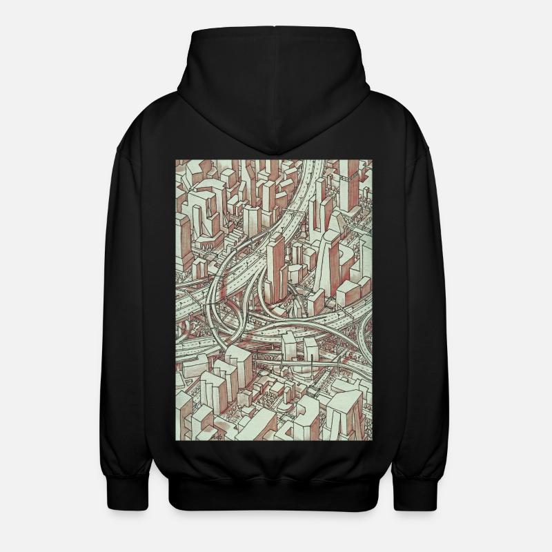 Wireframe Intersection - Unisex Hooded Jacket - black