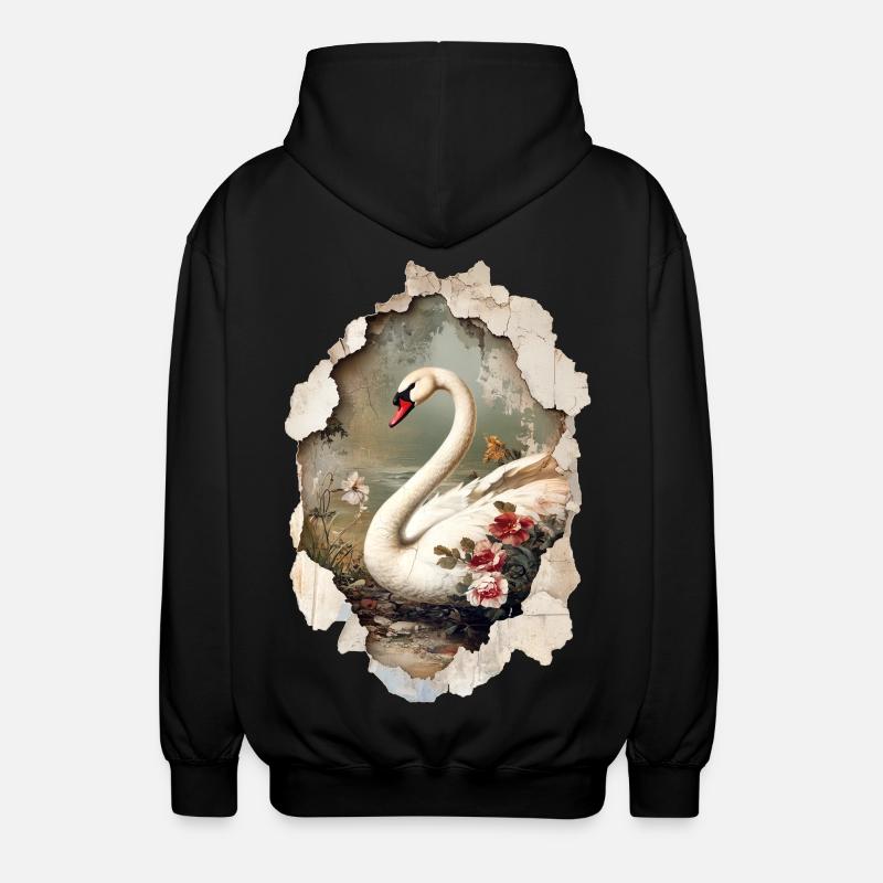Schwan - Unisex Kapuzenjacke - Schwarz