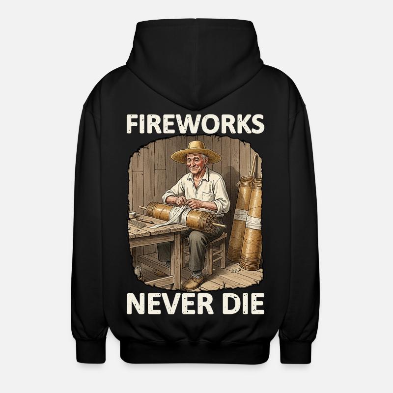 Fireworks Never Die Pyro - Unisex Kapuzenjacke - Schwarz