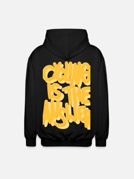Cycling is the answer yellow - Unisex Hooded Jacket - black