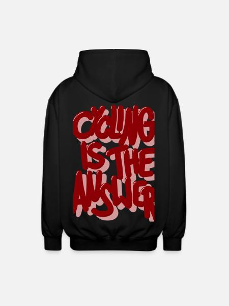 Cycling is the answer burgundy - Unisex Hooded Jacket - black