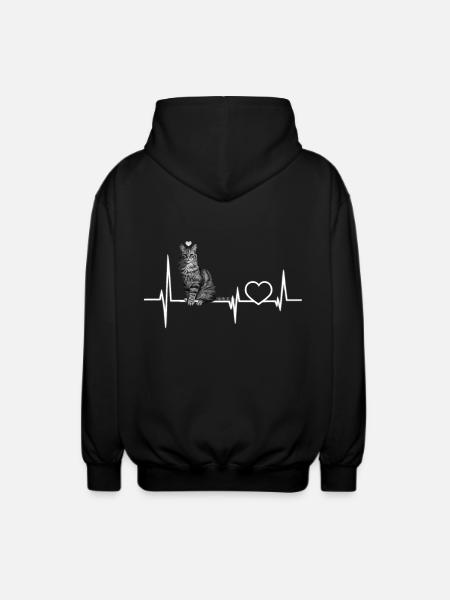 Cat - Unisex Hooded Jacket - black