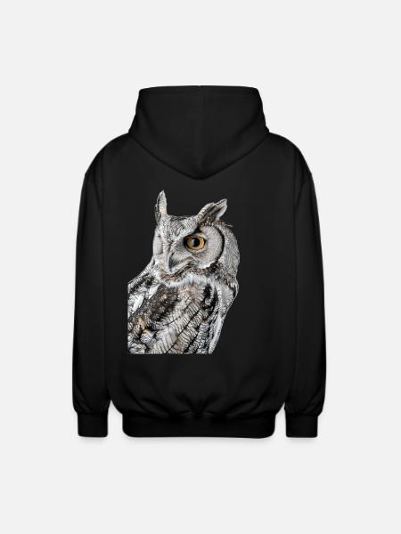 Eule - Unisex Kapuzenjacke - Schwarz