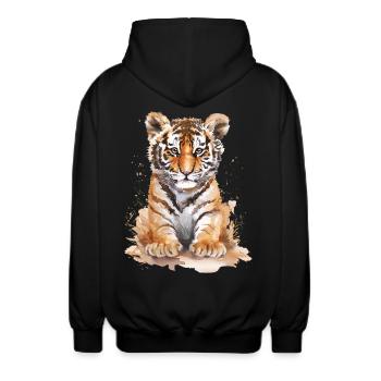 Tiger - Unisex Kapuzenjacke - Schwarz - Hinten - AI Model Male 185 light (185cm)
