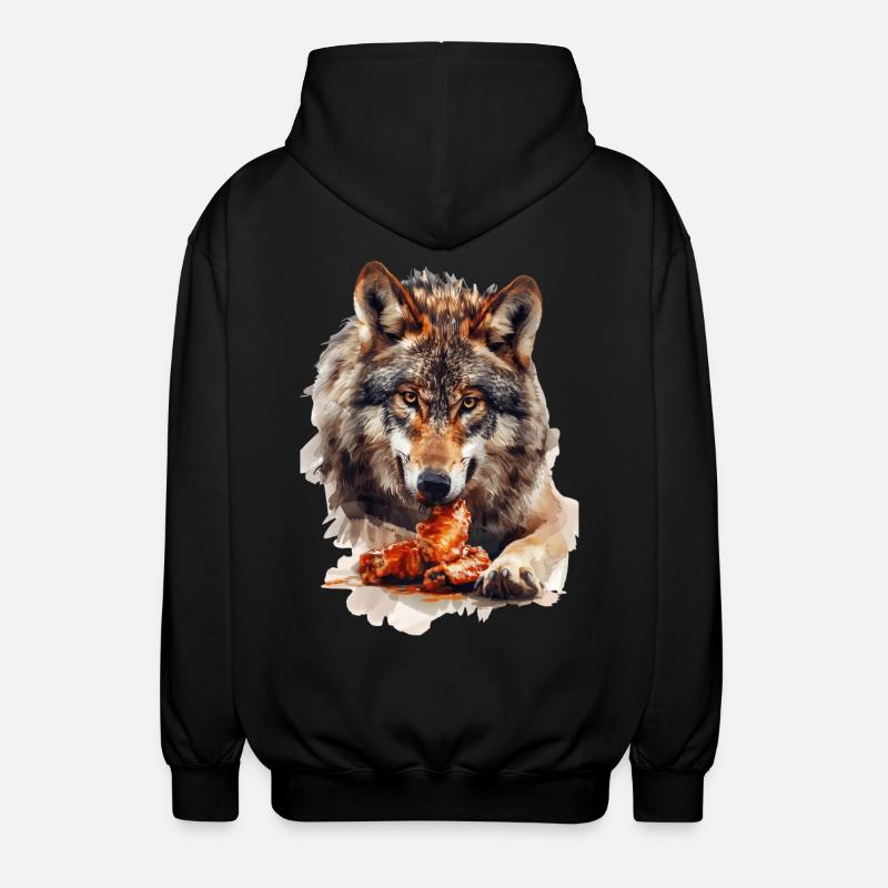 Wolf - Unisex Hooded Jacket - black