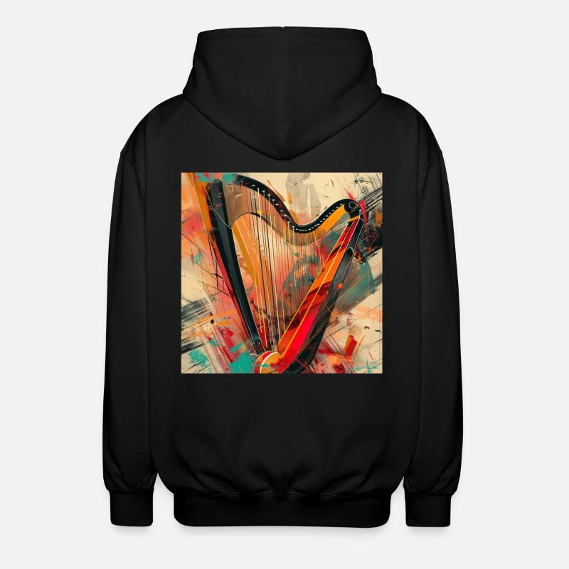 Harfe - Unisex Kapuzenjacke - Schwarz