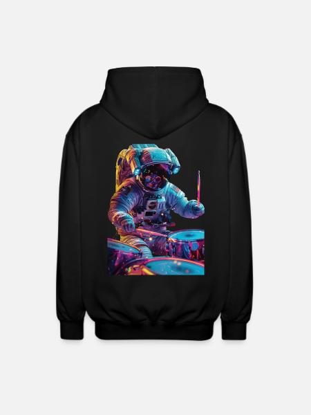 Astronaut Trommeln - Unisex Kapuzenjacke - Schwarz