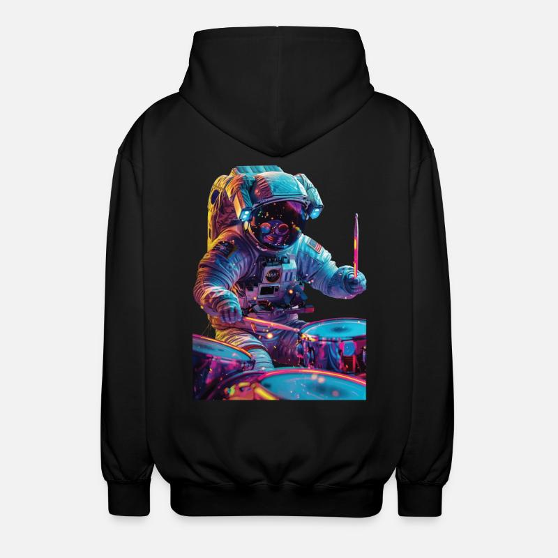 Astronaut Trommeln - Unisex Kapuzenjacke - Schwarz