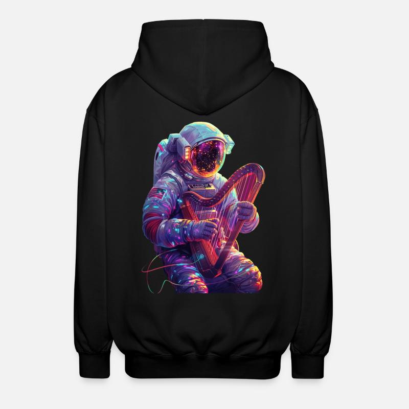 Astronaut Harfe - Unisex Kapuzenjacke - Schwarz