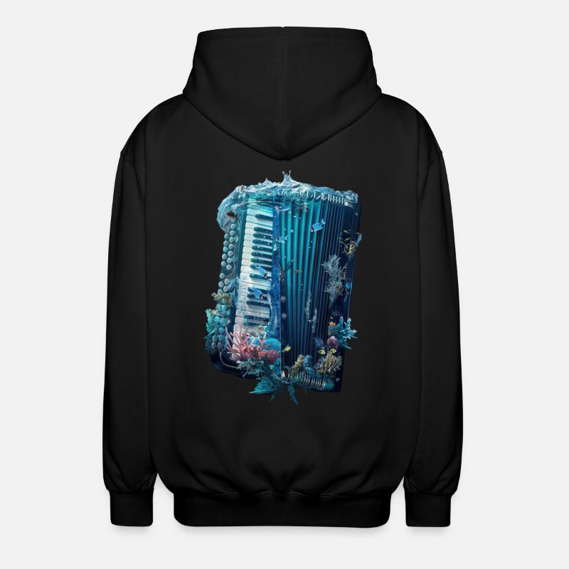 Fisch Akkordeon - Unisex Kapuzenjacke - Schwarz