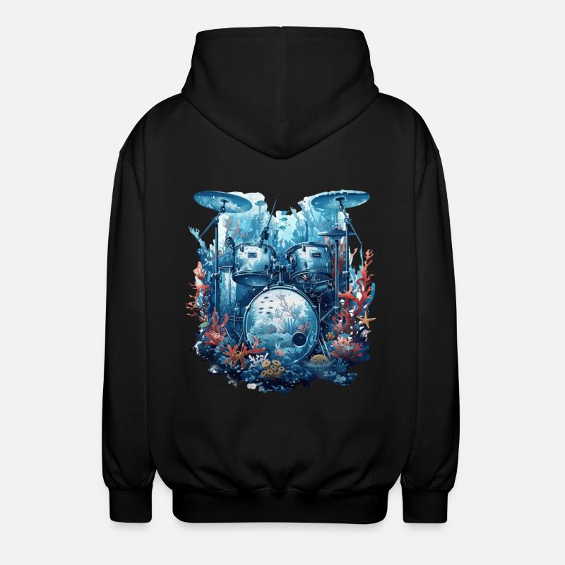 Fisch Trommeln - Unisex Kapuzenjacke - Schwarz