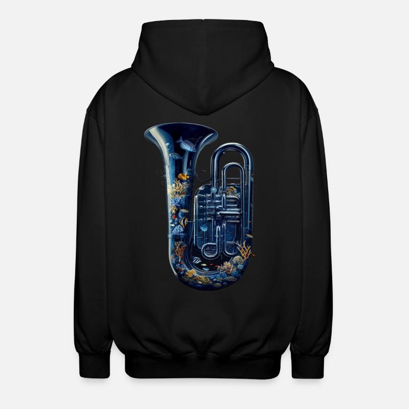 Fisch Tuba - Unisex Kapuzenjacke - Schwarz