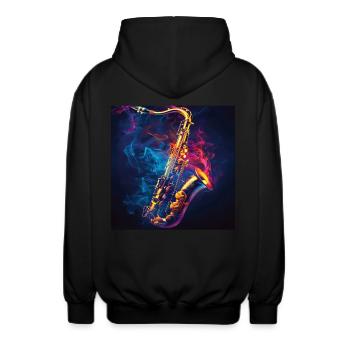 Saxophone - Veste à capuche unisexe - noir - Dos - AI Model Male 185 light (185cm)