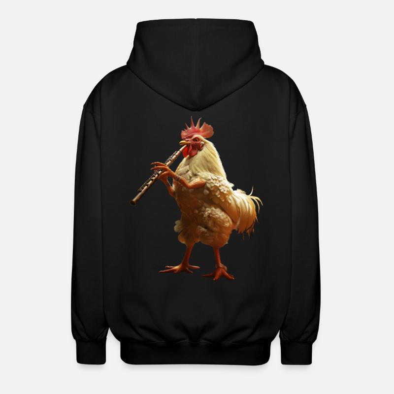 Hahn Flöte - Unisex Kapuzenjacke - Schwarz
