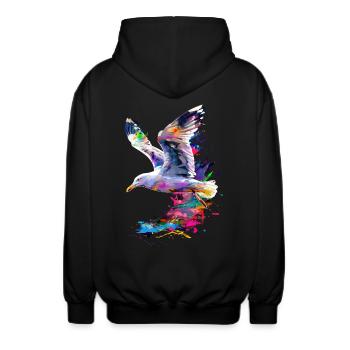 Möwe - Unisex Kapuzenjacke - Schwarz - Hinten - AI Model Male 185 light (185cm)