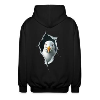 Möwe - Unisex Kapuzenjacke - Schwarz - Hinten - AI Model Male 185 light (185cm)