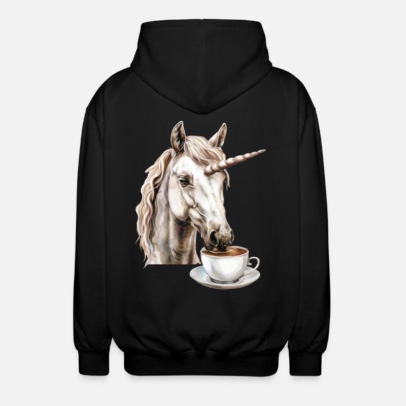 Einhorn Kaffee - Unisex Kapuzenjacke - Schwarz