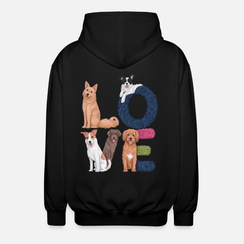 Liebe Hunde - Unisex Kapuzenjacke - Schwarz