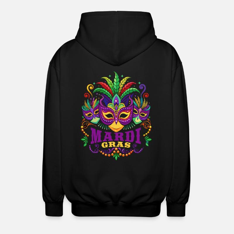 Mardi Gras - Carnival - Mask - Gift - Unisex Hooded Jacket - black