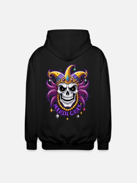 Mardi Gras - Carnival - Skull - Gift - Unisex Hooded Jacket - black