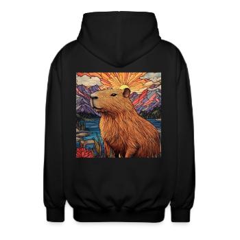 Wasserschwein - Unisex Kapuzenjacke - Schwarz - Hinten - AI Model Male 185 light (185cm)