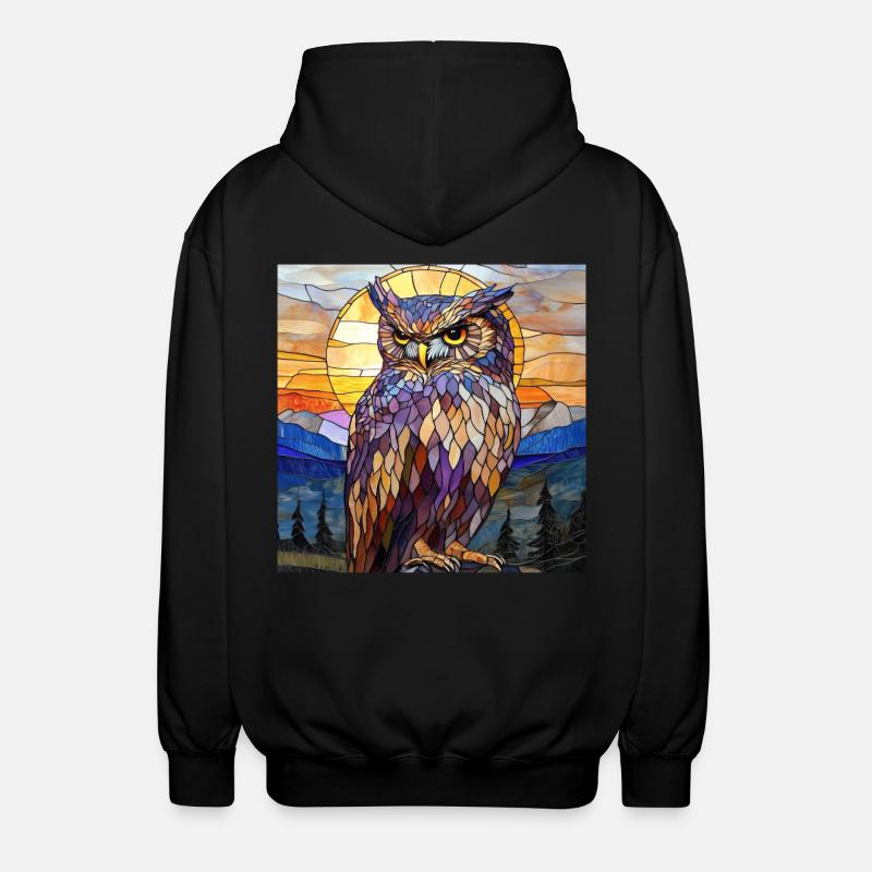 Eule - Unisex Kapuzenjacke - Schwarz