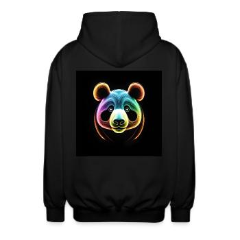 Panda Mira schaut sich alles genau an - Unisex Kapuzenjacke - Schwarz - Hinten - AI Model Male 185 light (185cm)