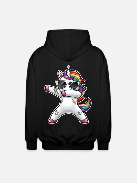 Dabbing Einhorn - Unisex Kapuzenjacke - Schwarz