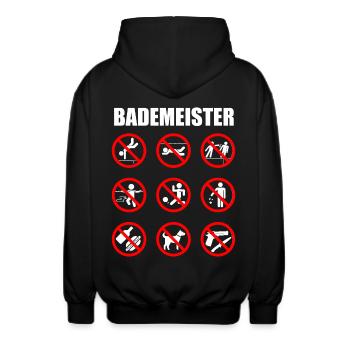 Bademeister Schwimmbad Freibad Rettungsschwimmer - Unisex Kapuzenjacke - Schwarz - Hinten - AI Model Male 185 light (185cm)