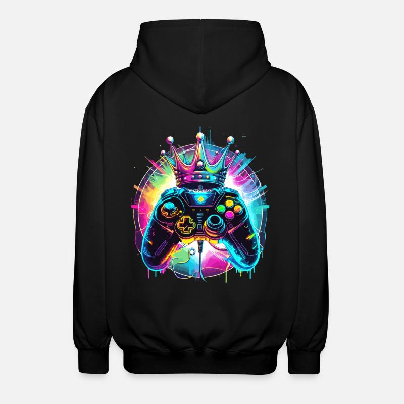 Gaming controller with crown - Unisex Hooded Jacket - black