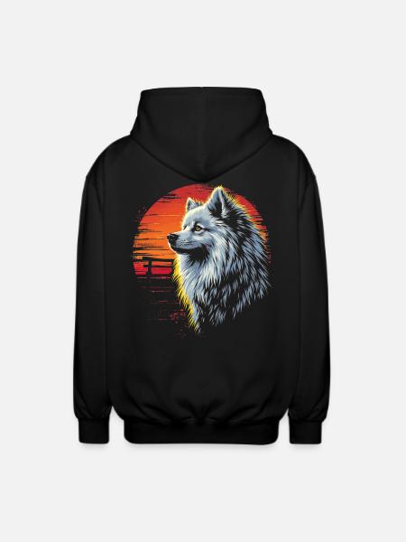 Samoyed Dog Retro - Unisex Hooded Jacket - black