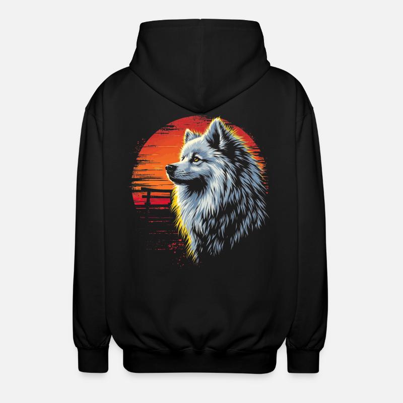Samojede Hund Retro - Unisex Kapuzenjacke - Schwarz