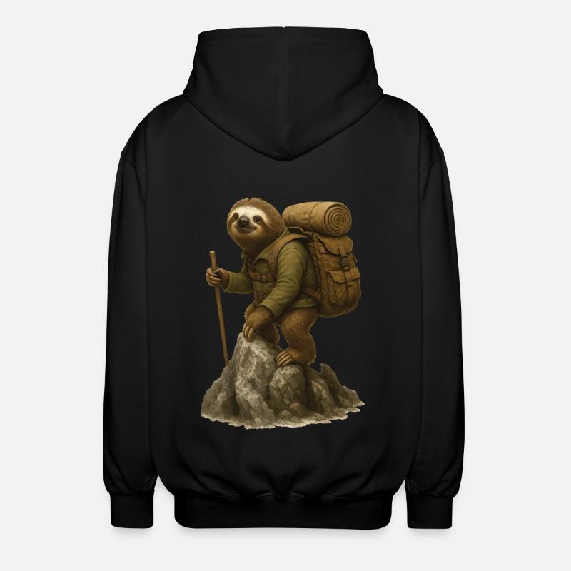 Faultier Wandern - Unisex Kapuzenjacke - Schwarz