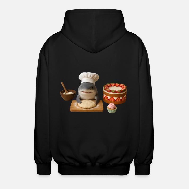 Shark Baking Cake Bread - Unisex Hooded Jacket - black