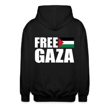 Free gaza - Unisex Kapuzenjacke - Schwarz - Hinten - AI Model Male 185 light (185cm)