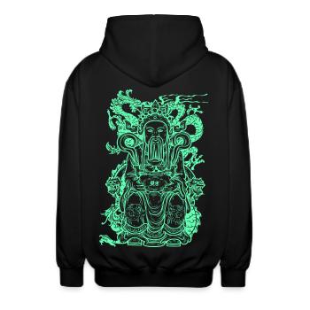 Buddha Figur - Unisex Kapuzenjacke - Schwarz - Hinten - AI Model Male 185 light (185cm)
