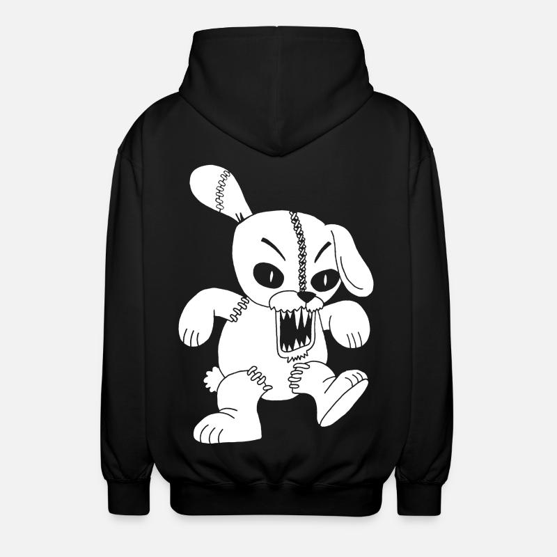 Monstrous white rabbit - Unisex Hooded Jacket - black