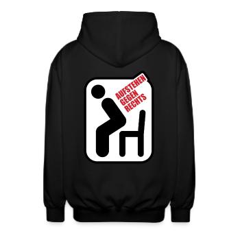 Aufstehen Gegen Rechts - Gegen Rechts, gegen Hetze - Unisex Kapuzenjacke - Schwarz - Hinten - AI Model Male 185 light (185cm)