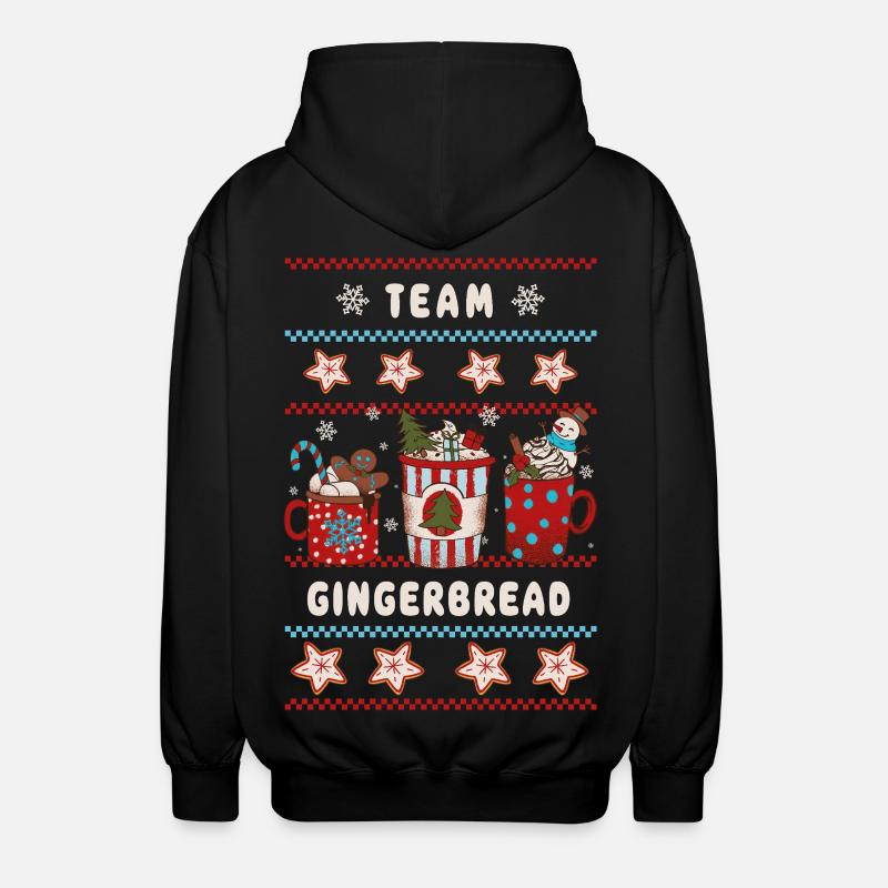 Team Gingerbread - Merry Christmas - Unisex Hooded Jacket - black