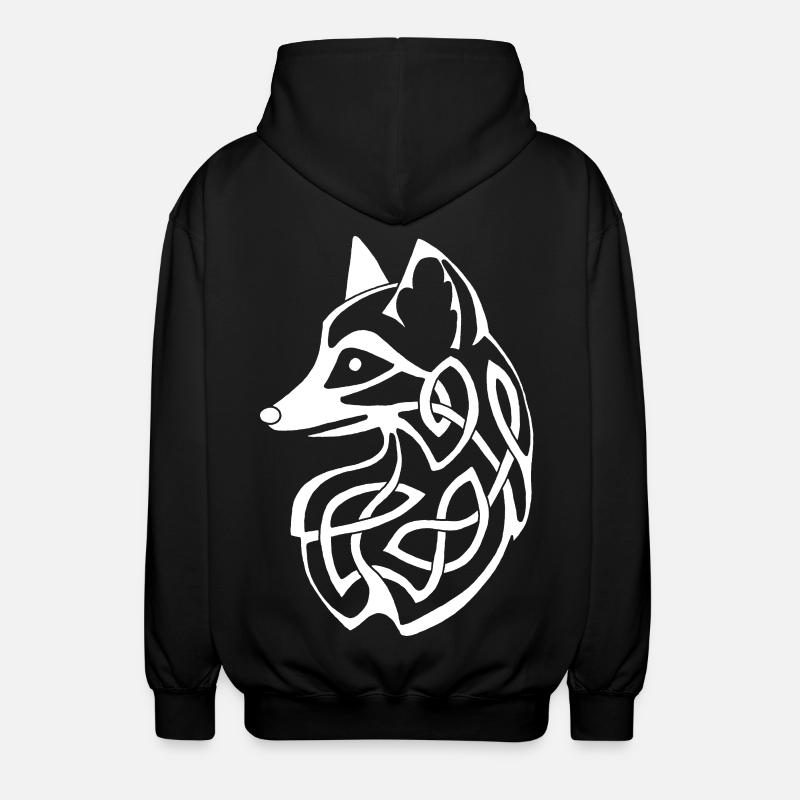 White Celtic Fox - Unisex Hooded Jacket - black