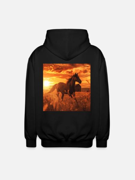 Pferd - Unisex Kapuzenjacke - Schwarz